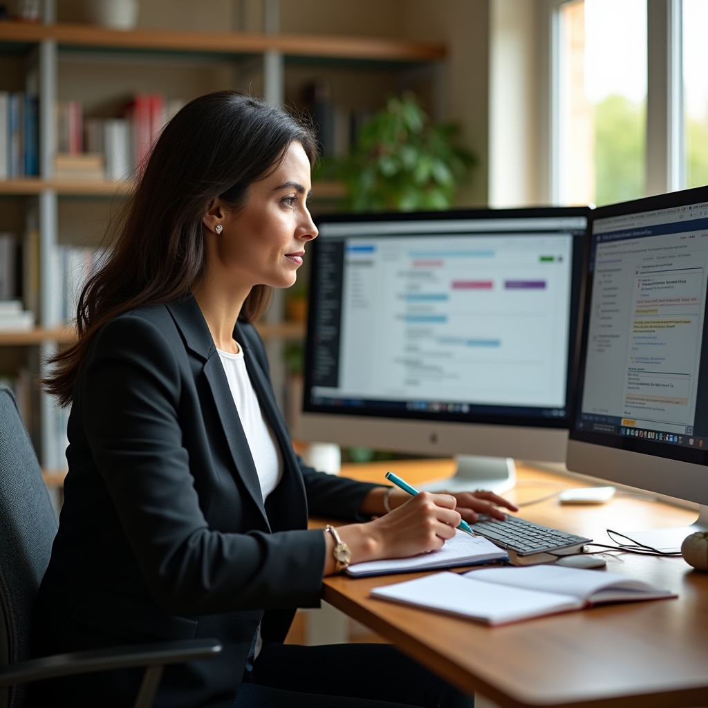 Profesional completando un módulo de formación intensiva en su entorno de trabajo